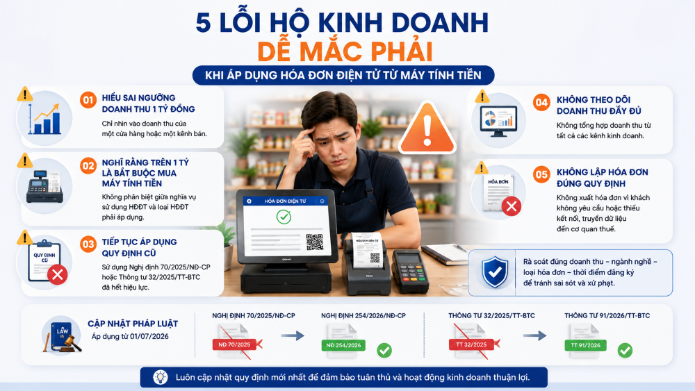 Hộ kinh doanh nào phải sử dụng hóa đơn điện tử từ máy tính tiền?