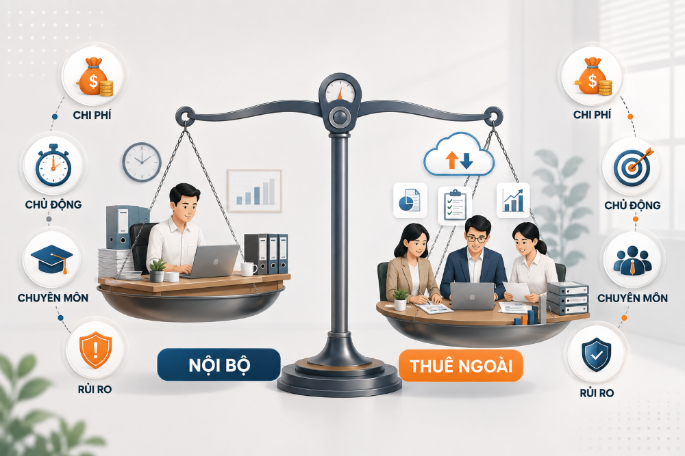 Doanh nghiệp nên thuê dịch vụ kế toán hay tuyển kế toán nội bộ?